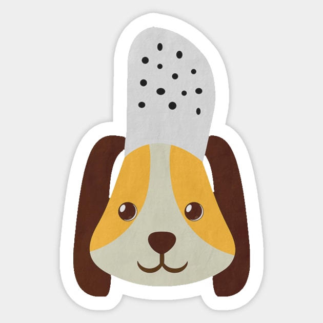 cute doggo with croc on the head black Sticker by Uwaki